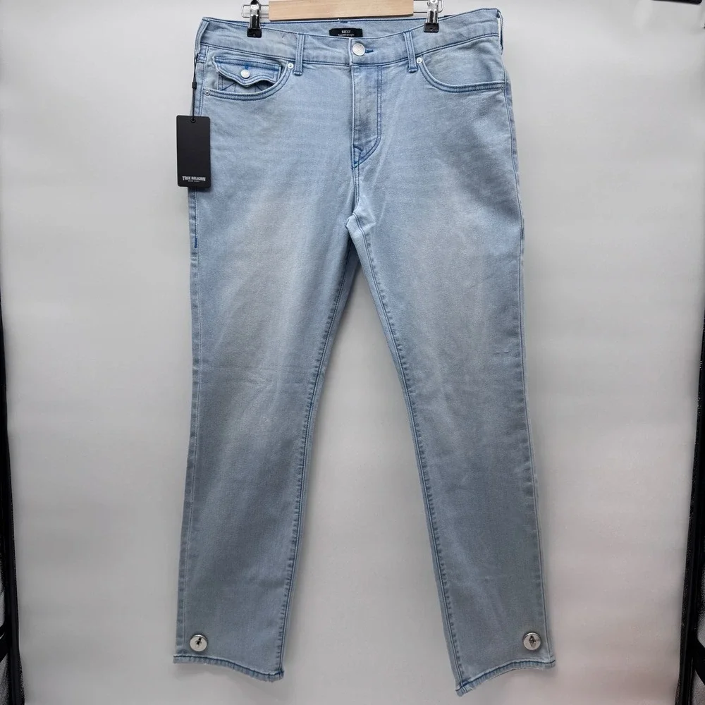 True Religion Ricky Straight Jeans Mens 34 Light Blue NWT